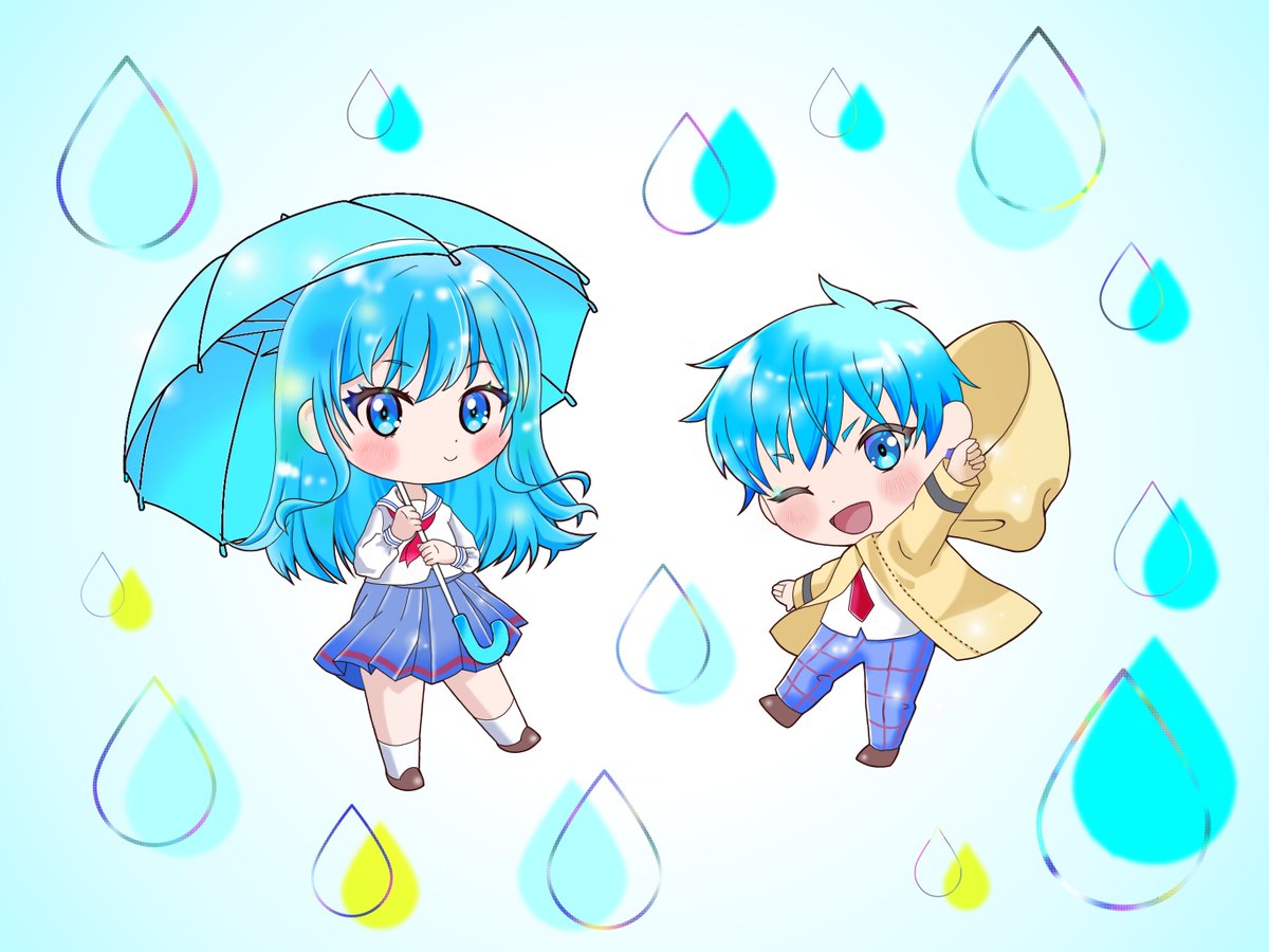 WindofGod_'s tweet photo. 熱中症に気をつけてー！😰#アイビスペイント
#双子
#雨
#傘
#レインコート https://t.co/0ZHkKov5N0