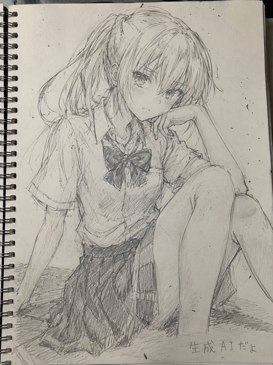Ahomushi1's tweet photo. 語るまでもなく手描きじゃなくて生成AIって分かる程度のものすら分からない人は、自分で使って判別できる眼を養った方がいいと思うんだよな https://t.co/dP4vETpesR