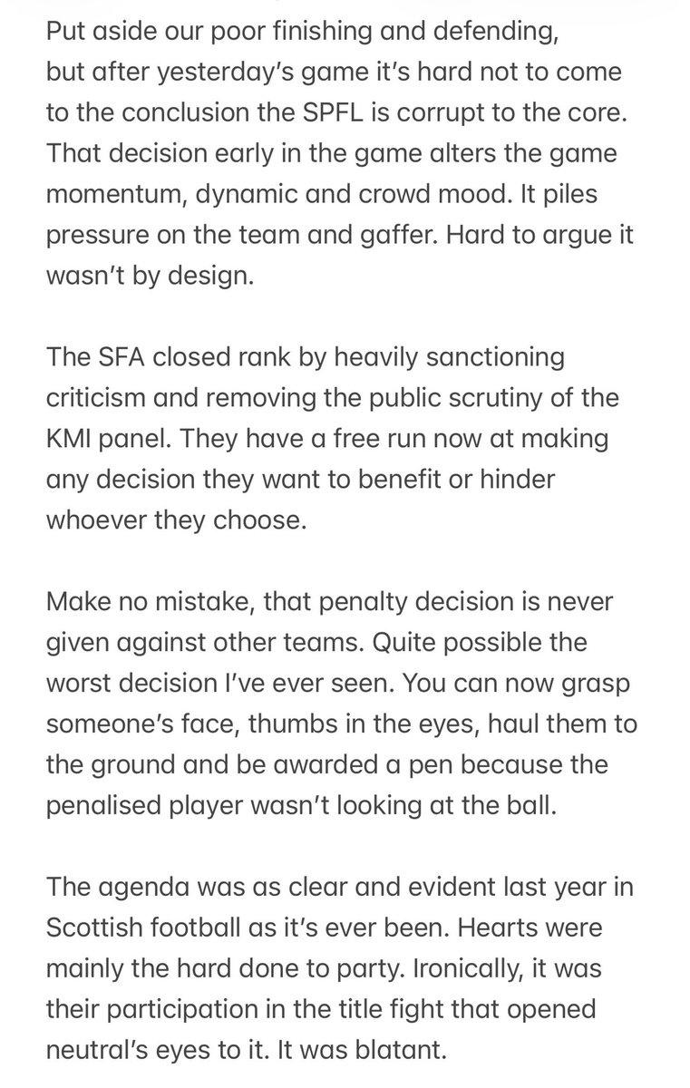 NewcoRCK's tweet photo. No knee jerk reactions from me after yesterday’s game. In the cold light of day, some afterthoughts of my own. This is the juncture the club and Scottish football finds itself at. It can’t go on. https://t.co/DtnIIrJQuR