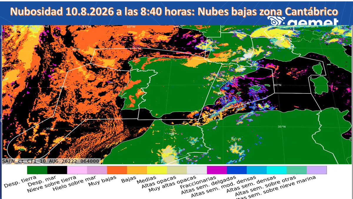 AEMET_Navarra's tweet photo. Tenemos avisos amarillo para #hoy en #Navarra principalmente por tormentas por la tarde. La nubosidad baja esta presente por la #ZonaCantábrica. Se rebaja el #IPIF para esta tarde que alli será bajo y en otras çareas de #laRibera moderado, tras el enfriamiento de las probables precipitaciones de unos 15 litros/m2, o mas. Quiza sean breves pero intensas (próximas a torrenciales) y/o con granizo en algunos lugares.