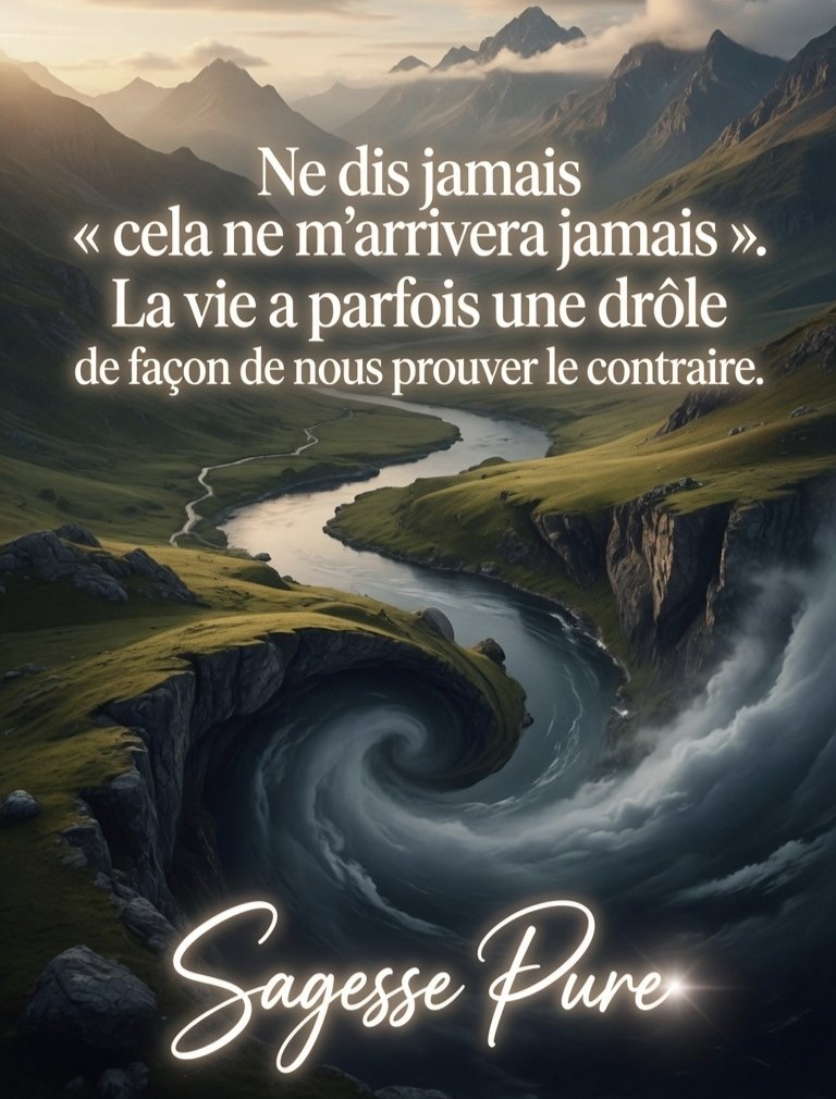 csibon27's tweet photo. 🥰😇
Ne dis jamais
« cela ne m’arrivera jamais ».
La vie a parfois une drôle
de façon de nous prouver le contraire. https://t.co/R7wyY056mB