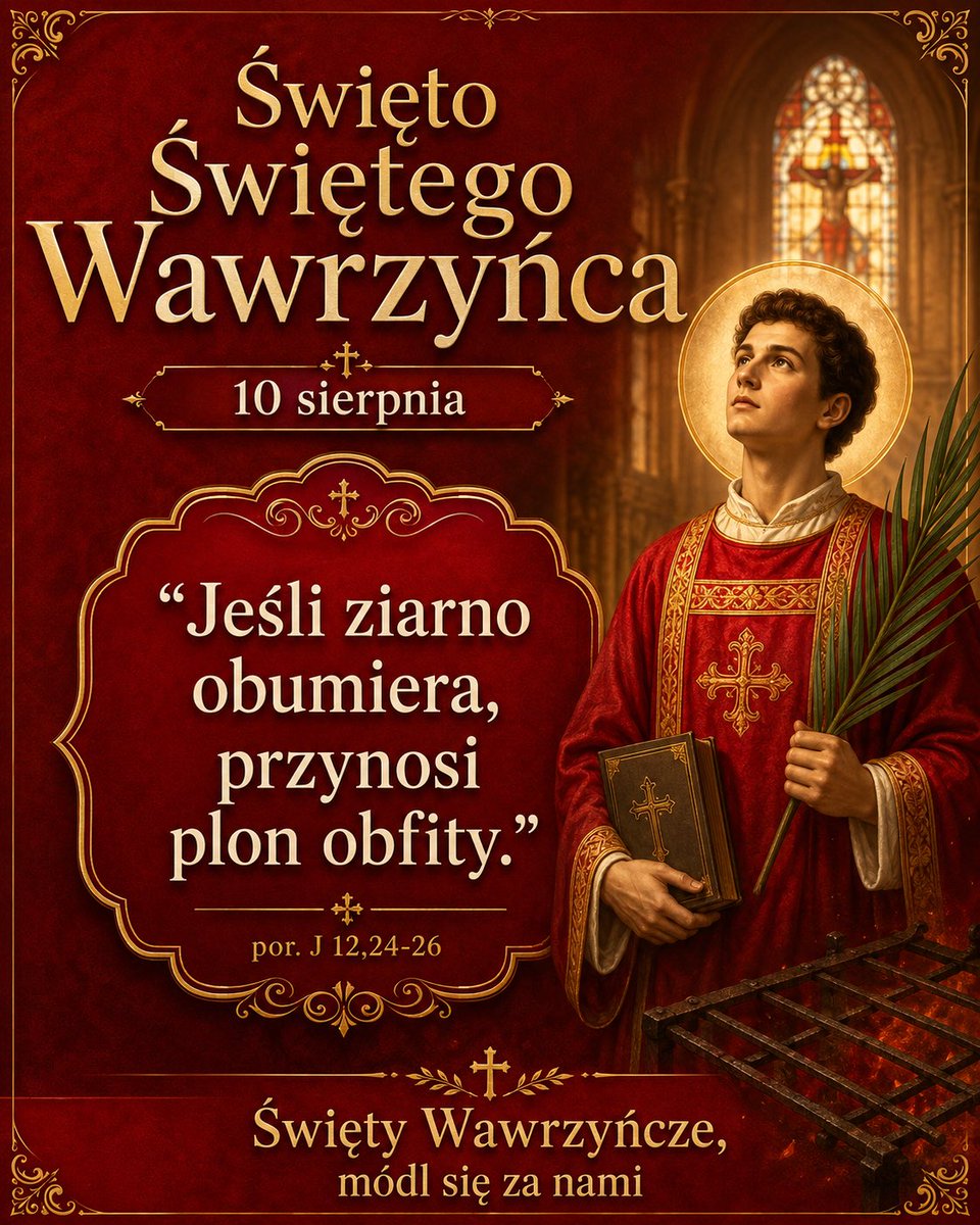kl20000701's tweet photo. 10 sierpnia 2026 - Święto Świętego Wawrzyńca https://t.co/cH60aQDdsH przez @YouTube https://t.co/uLYy9YJPtF