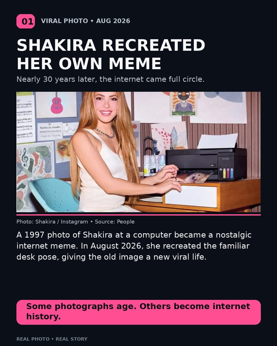 vikaskumarpatro's tweet photo. 1/4
A meme… nearly 30 years in the making. 😂📸
Shakira recreated her iconic computer pose, and suddenly the internet was back in 1997.
Some photos really do get a second life. https://t.co/7FBAMQFb6x