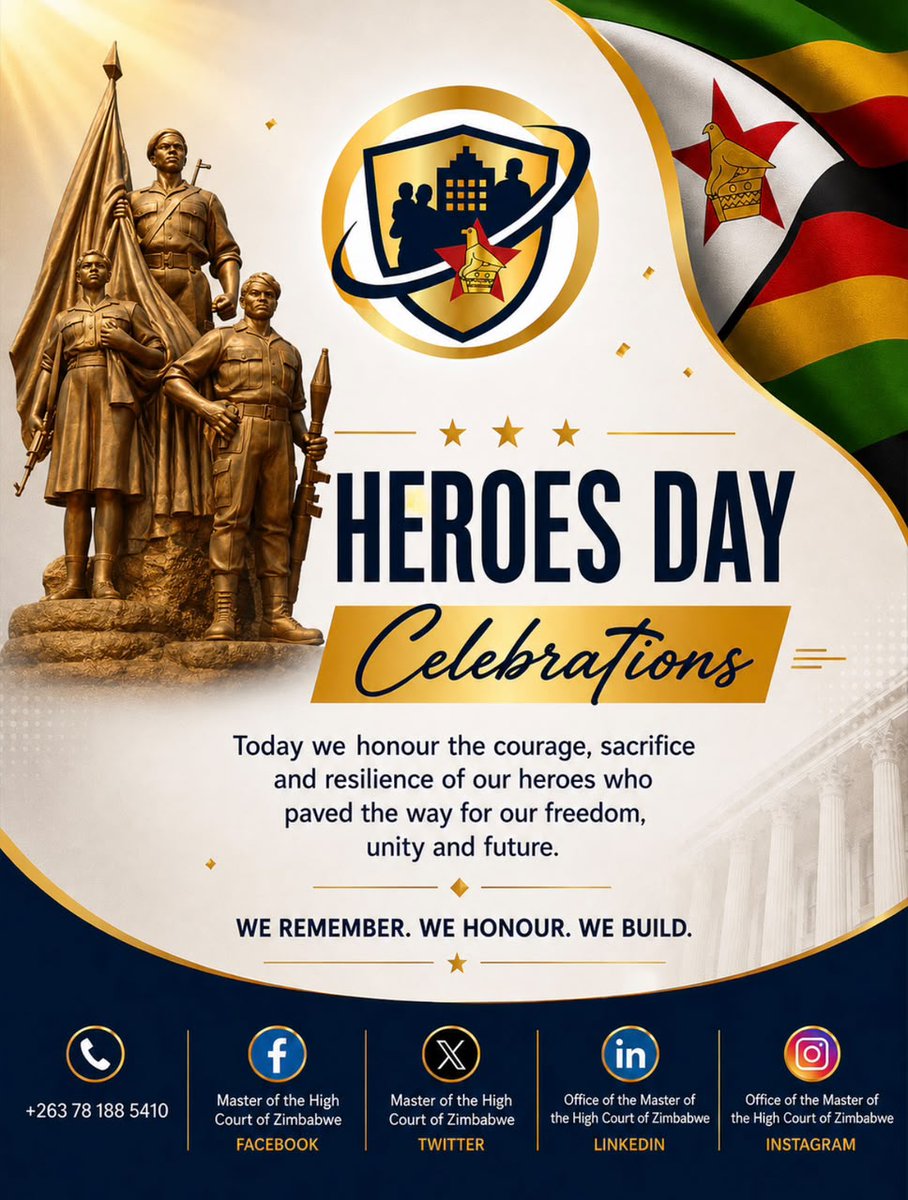 OMoHCZ's tweet photo. Today, we join the nation in honoring the courage, sacrifice and resilience of our heroes who paved the way for our freedom and future.

As we commemorate Heroes Day, we pay tribute to their enduring legacy and contribution to our nation🇿🇼 https://t.co/eMz2ZpHit5