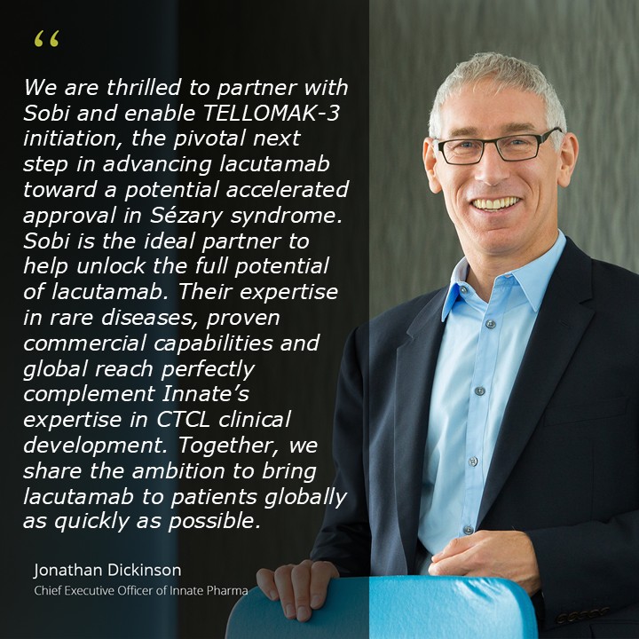 InnatePharma's tweet photo. Innate Pharma today announced a strategic partnership with Sobi to license lacutamab, its anti-KIR3DL2 antibody, in T-cell lymphoma.
Read the press release: https://t.co/XxPn0UEfhF.
#InnatePharma #ImmunoOncology #Partnership #CTCL #Lacutamab #InnovationInImmunotherapy https://t.co/CY5H4kES7V