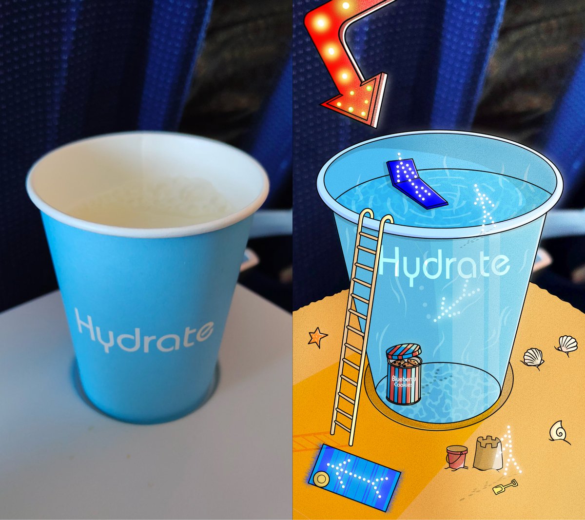 Valentinee0123's tweet photo. Took random photos on my first international flight with #IndiGo, then turned them into a mixed reality illustration series. Upma became a Japanese tub boat, seat covers became luchadors, and the overhead unit became a Minion × Toy Story crossover. Had way too much fun with this. https://t.co/A6SQ3w78yx