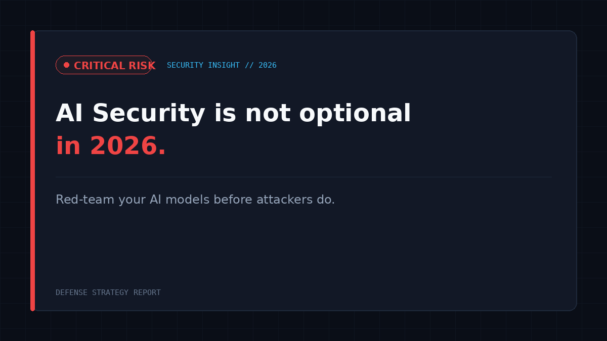 HexN0va's tweet photo. Most companies are still treating AI Security like an afterthought.
Meanwhile attackers are already using AI to write better phishing emails, find zero-days faster, and automate attacks at scale.
If you’re not actively red-teaming your AI systems in 2026, you’re playing catch-up.
#CyberSecurity #AISecurity #InfoSec