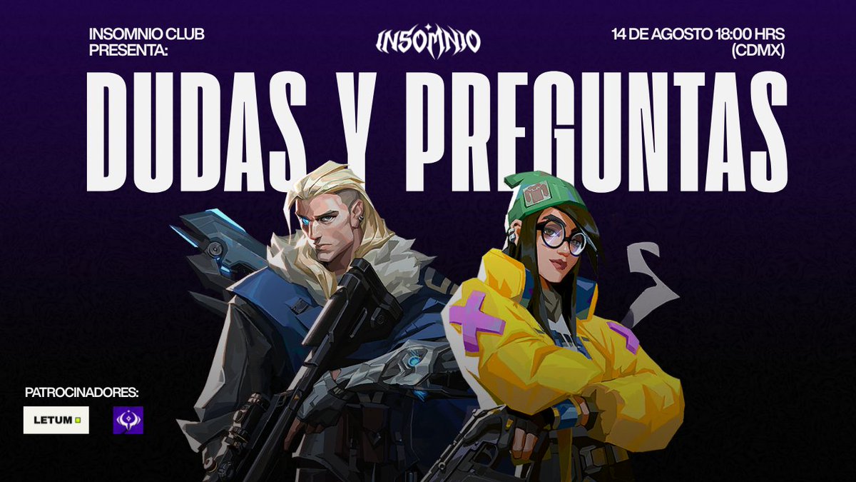 Insomnio_esport's tweet photo. En nuestro servidor de discord tenemos absolutamente toda la información relacionada a las inscripciones en https://t.co/d8Gotmc98a
No dudes en unirte y preguntar cualquier duda.
Participa en nuestro tryouts!
Cualquier rango/rol server: CDMX O Miami.
+PricePool de $50 dólares!
#tryouts #valorant #torneos #premier #insomnioclub