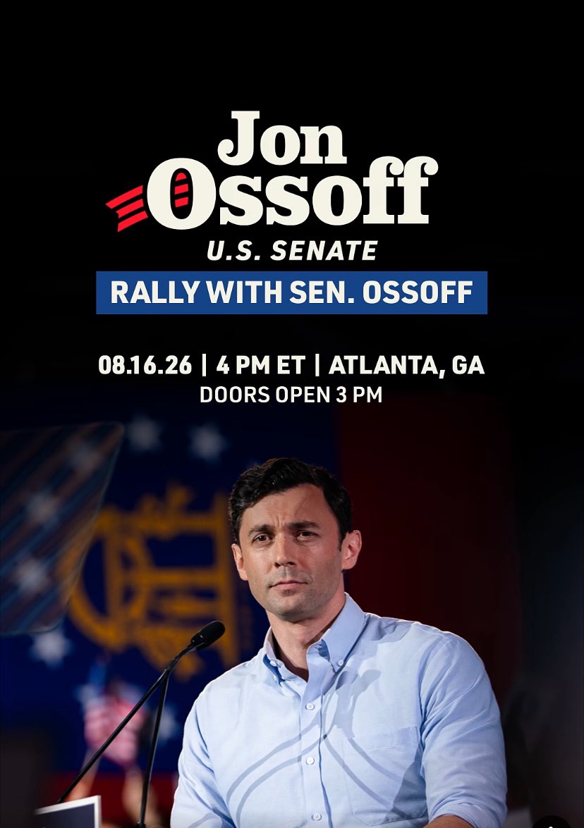 OssofJon's tweet photo. Jon Ossoff is holding a rally in Atlanta on Sunday, August 16, and you won’t want to miss it! RSVP today:

Click the link on my BIO TO REGISTER to join a private community, if you’re interested https://t.co/YklrXOe9gg