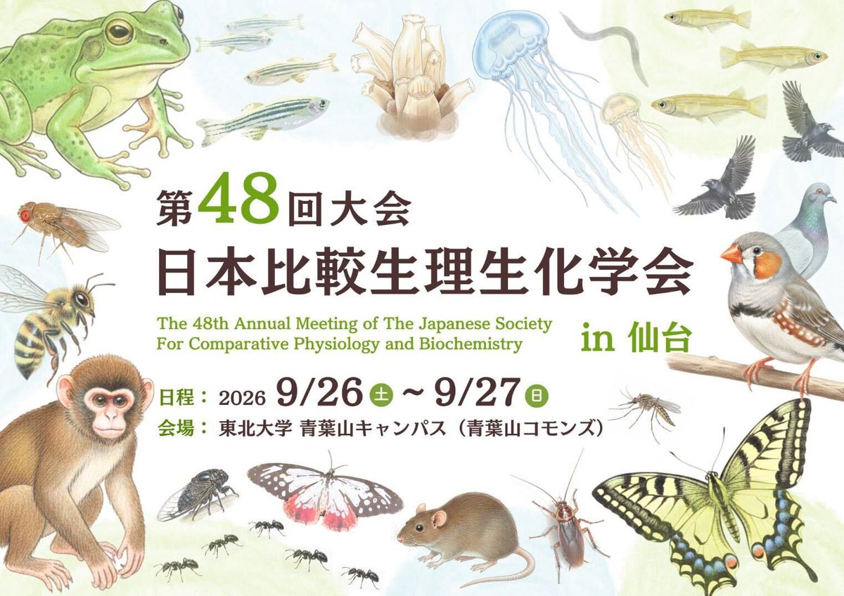 jscpb_org's tweet photo. 仙台大会企画シンポジウム「多様性の設計図：分子・ゲノムから神経・行動・社会へ」
最先端研究から、遺伝子→細胞→神経→行動→社会をつなぐ多様性の因果を探ります。何が新しい表現型を生み、何が進化の方向を決めるのか、皆さんと一緒に議論しましょう！
https://t.co/OUG1owJbwI https://t.co/3cJzCwkRmb