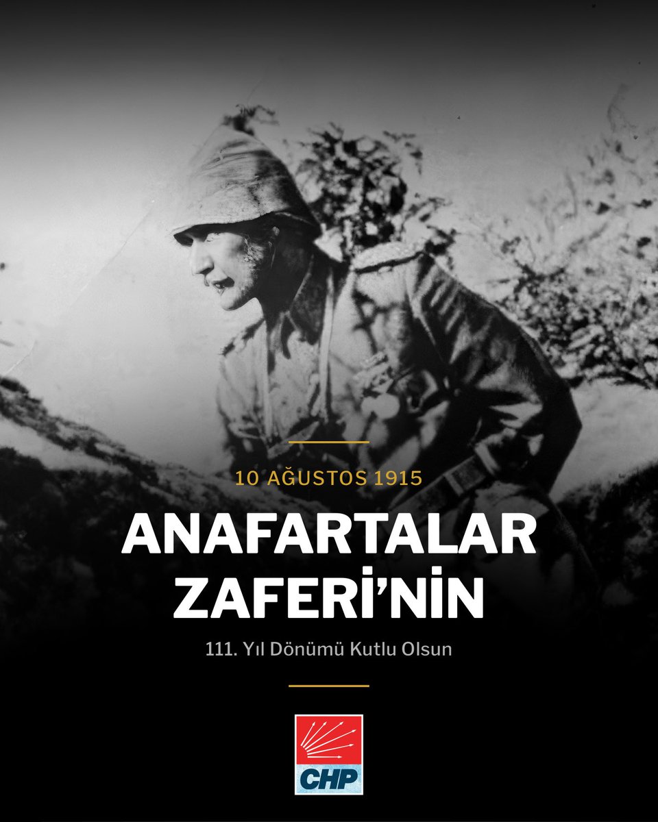 herkesicinCHP's tweet photo. Anafartalar Zaferi’nin 111. yıl dönümünde, başta Gazi Mustafa Kemal Atatürk olmak üzere, vatanın bağımsızlığı uğruna mücadele eden tüm kahramanlarımızı saygı, minnet ve rahmetle anıyoruz. https://t.co/eKXu1KbaOY