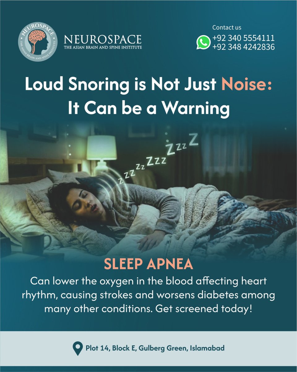 neurospaceX's tweet photo. If you wake up feeling exhausted despite a full night's sleep, struggle with daytime fatigue, morning headaches, or difficulty concentrating, it may be time to look beyond your sleep routine.

🌐 https://t.co/ZubVYhzuqn
📞051 6107674
📍Plot 14, Block E, Gulberg Greens, Islamabad https://t.co/69hwIFwa09