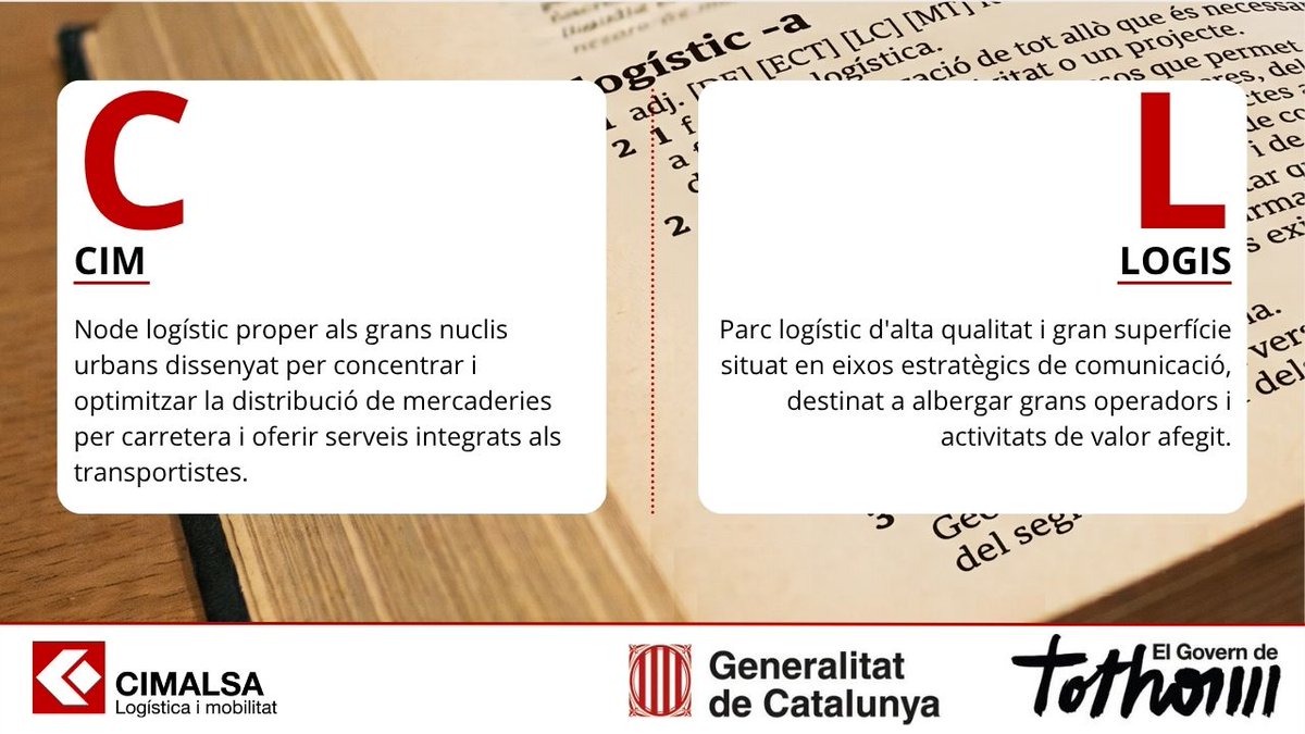 cimalsacat's tweet photo. 🌟 Segona edició del #GlossariCIMALSA📖

🏢CIM: Central Integrada de Mercaderies, el node urbà per optimitzar el transport i la distribució.

📦LOGIS: Polígon logístic d'altes prestacions i gran superfície i reserva ferroviària.

La nostra essència al servei del territori! 🌍 https://t.co/Iau4PnaLtw