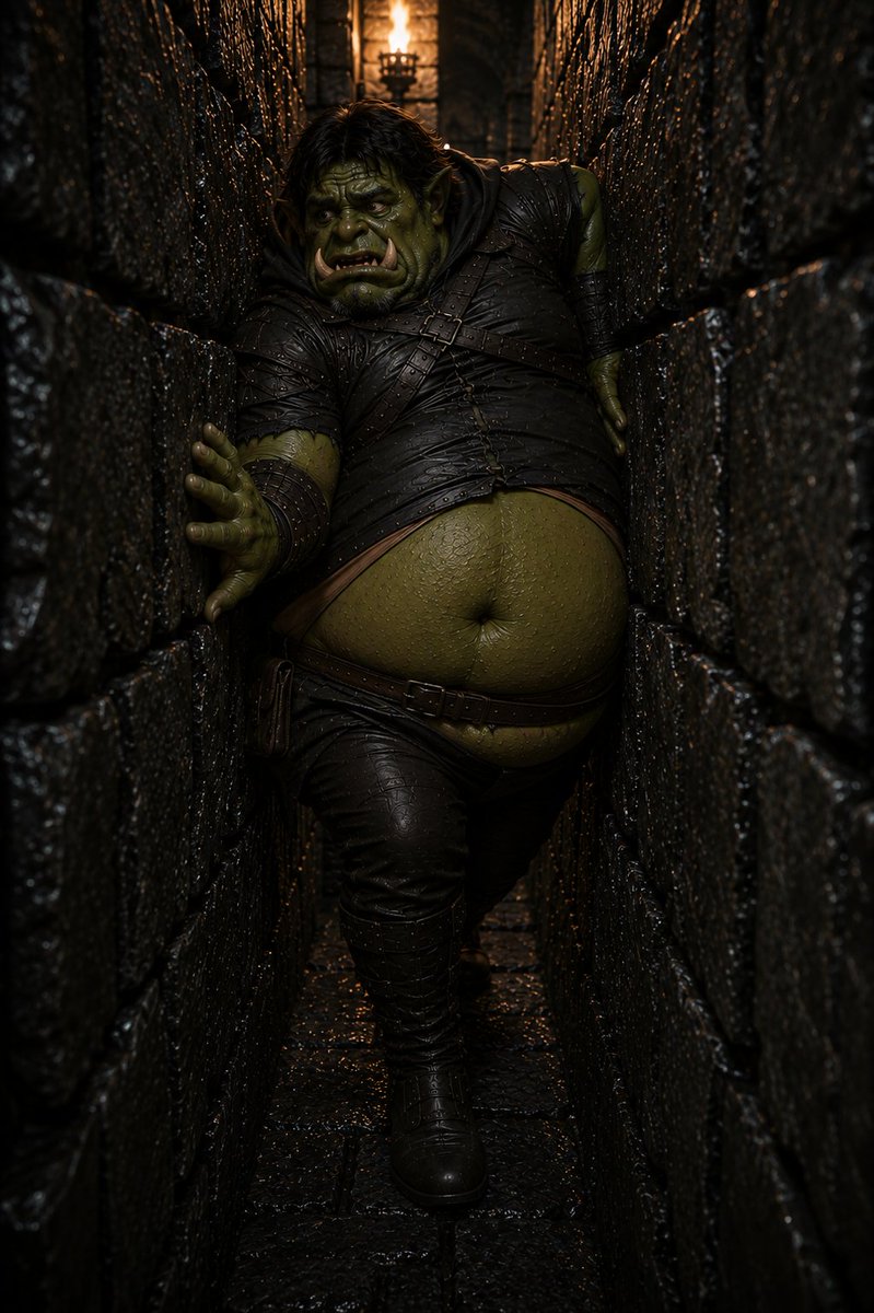 BulkBeneath's tweet photo. He slipped into the dungeon for treasure.
One cursed gem turned the escape into a much tighter problem. 💚
#WeightGain #Transformation #FantasyArt https://t.co/0hc2Pq8yRt