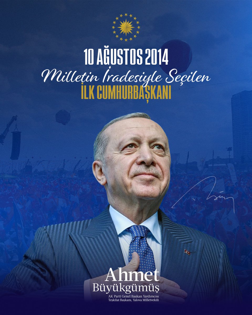 abuyukgumus's tweet photo. 12 yıl önce bugün, milletimiz tarihî bir iradeye imza attı.

10 Ağustos 2014’te Cumhurbaşkanımız Sayın @RTErdogan, milletimizin doğrudan oylarıyla seçilen ilk Cumhurbaşkanımız oldu. 

Demokrasi tarihimizin bu önemli dönüm noktasıyla millet iradesi, devletimizin en yüksek makamında doğrudan tecelli etti.

O gün sandıkta ortaya konulan güçlü iradeyle başlayan bu yeni dönem, bugün Türkiye Yüzyılı hedeflerimize uzanan kutlu yürüyüşümüzün en önemli kilometre taşlarından biri olmaya devam ediyor. 🇹🇷