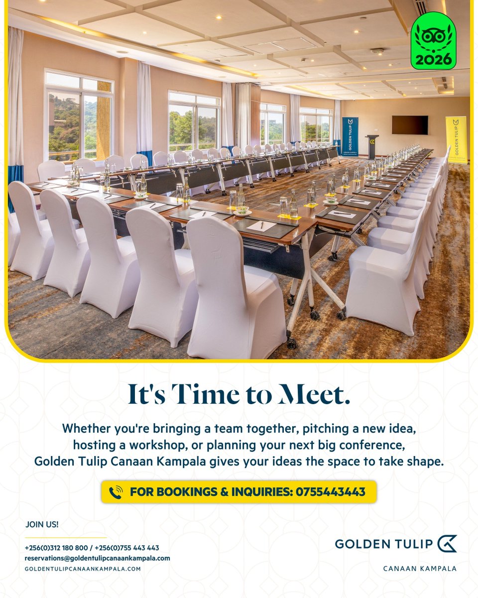GoldenTulipKla's tweet photo. Give your next conference the setting it deserves.
From strategy sessions and workshops to corporate meetings and full-day conferences, we're ready to help you bring people together.
๐ 0755 443 443.
#GoldenTulipAfrica #TimeToMeet #BookWithUs #Conference #CorporateMeetings https://t.co/geUYZMvM7B