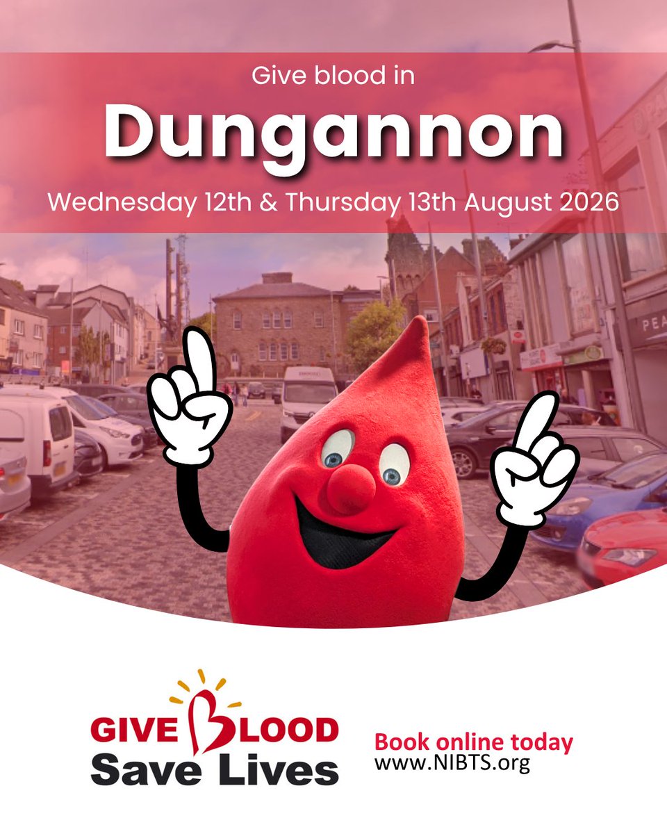 GiveBloodNI's tweet photo. Come give blood in Dungannon! ๐
๐
When? โ Wednesday 12th & Thursday 13th August
๐ Where? - 1st Tyrone Scout Hall, 26A Charlemont Street, Dungannon, Co Tyrone, BT70 1HE
๐ช Be a hero, book your next donation!
Links are in the bio ๐ฉธโค๏ธ
#GiveBlood #SaveLives #BloodDonation https://t.co/ydnjzaIh7U