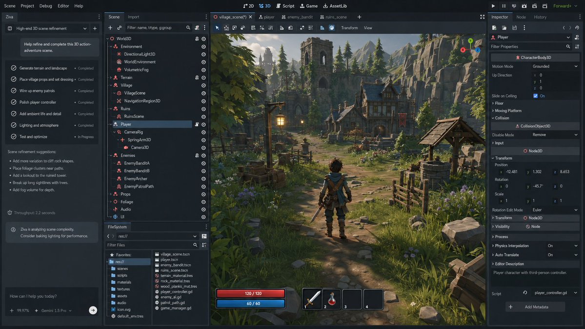 Ziva_Sh's tweet photo. Finally, an ethical AI for Godot development.