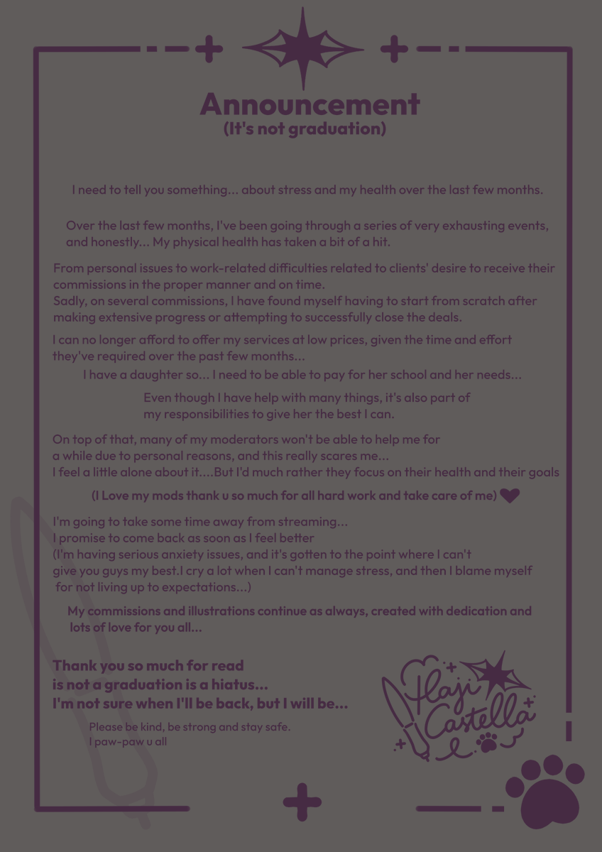 hajicastella's tweet photo. I'll still be working as an illustrator and will continue to do my best, as always... Thank you for your support. 💜💜💜 https://t.co/Ku5cFNYKa9