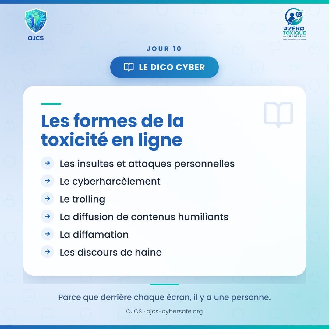 Chad0897's tweet photo. La toxicité en ligne n'a pas un seul visage.

Insultes, cyberharcèlement, trolling, diffusion de contenus humiliants, diffamation, discours de haine : autant de pratiques différentes, aux conséquences bien réelles.

#ZéroToxiqueEnLigne #DicoCyber https://t.co/53xXkBke37