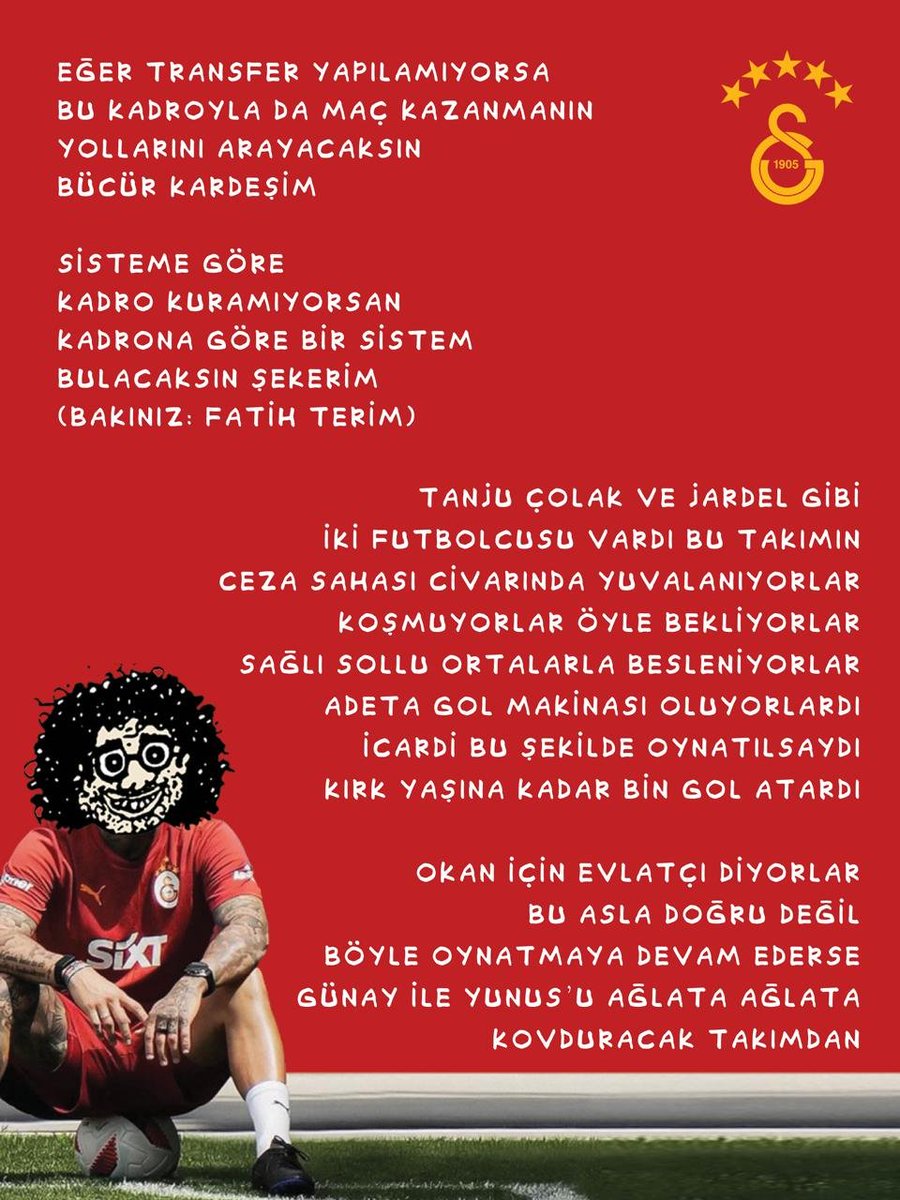metinustundag's tweet photo. Esas mesele transfer değil
esas mesele Okan Buruk! https://t.co/KSqIZynQoH