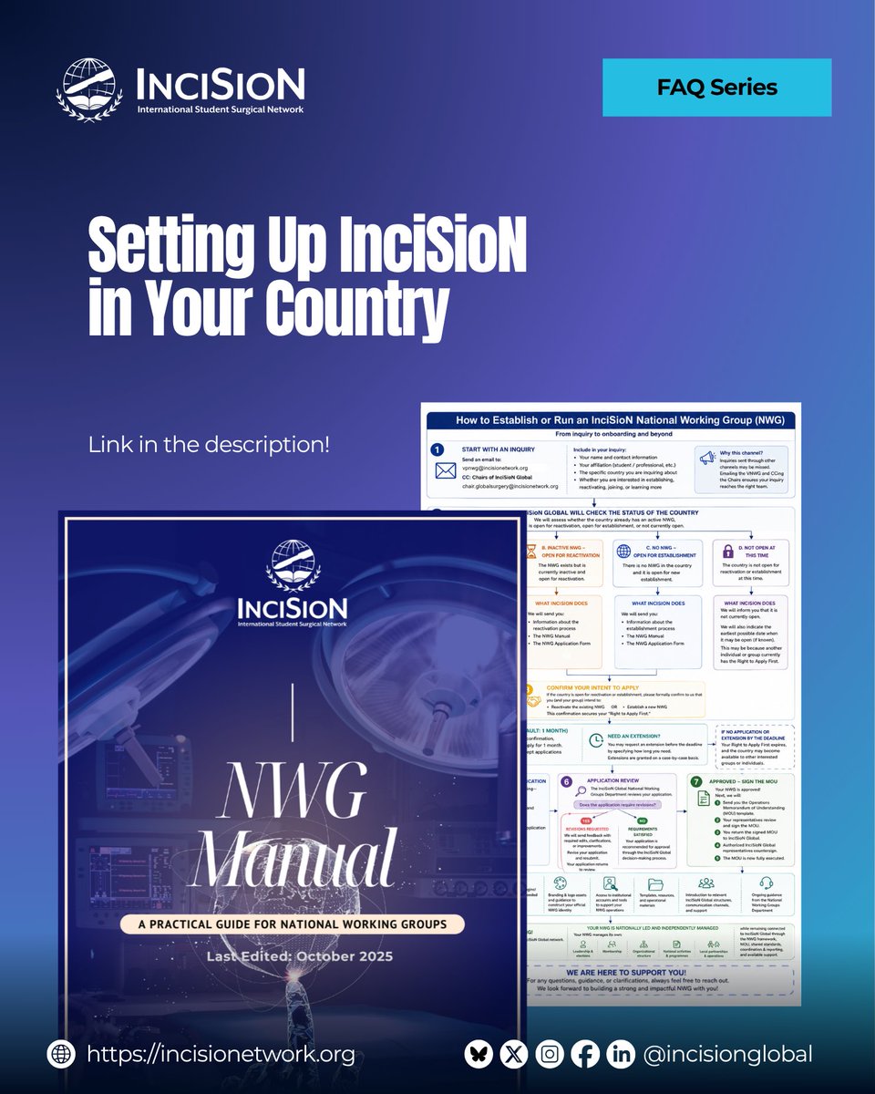 InciSioNGlobal's tweet photo. By far, the #1 question we get at #InciSioN:

🌍 “How can I start an InciSioN National Working Group in my country?”

We’ve mapped out the process—from your first inquiry to application, MOU, onboarding &amp; operations.

📘 Get the NWG resources: https://t.co/cRMZeFSy2G https://t.co/prlGtRvFq8