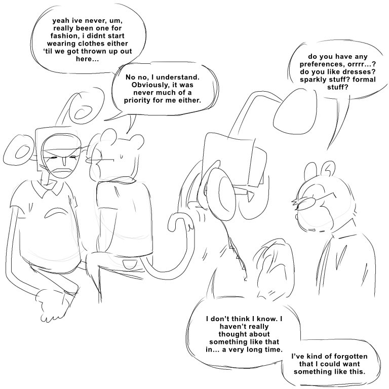klayfruit's tweet photo. #endacopia mini thing between them…. i have the idea post-ending A surge is missing for several weeks before mellow decides to search in the god’s corpse again, then thats where he finds them. and so theyre just being taught How to live again without a clear goal to work towards https://t.co/JVXmSiihAm