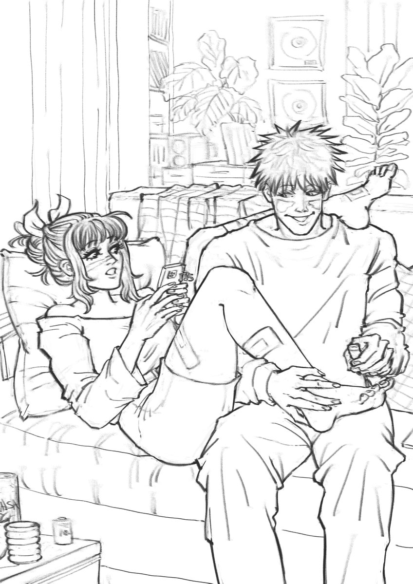 kat_ran_art's tweet photo. #goutaweek2026 
#goutaweek #gojohime
Day 7  Free day

"Free day!" Gojo was happy to spend it all with his new girlfriend (that happened yesterday). Utahme, however, had other plans: a long bath, skin care, and finally a proper manicure.
It seems she now has an assistant for that. https://t.co/Hx2PFHHI11