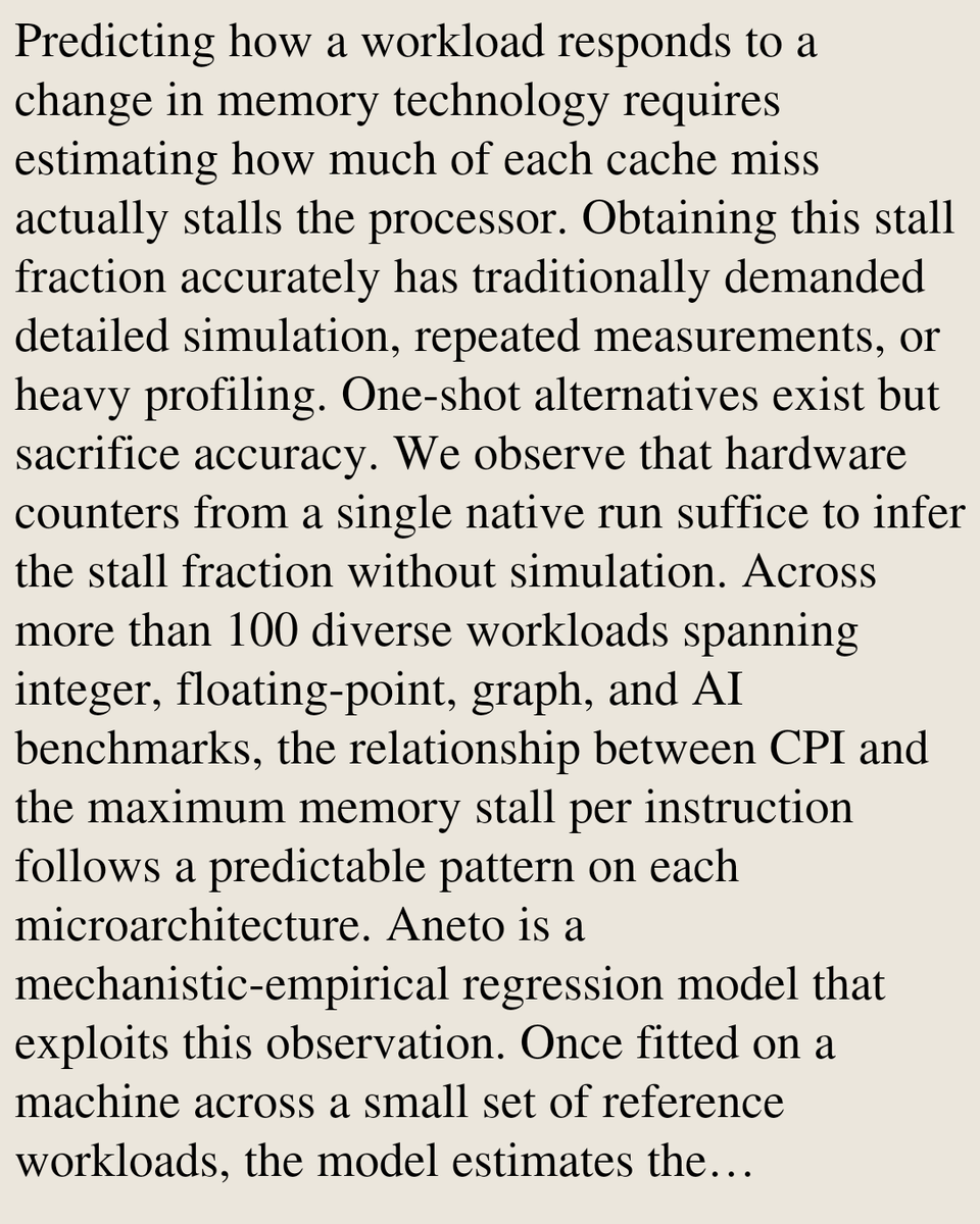 CSPerfPapers's tweet photo. Aneto: Predicting System Performance by Exploiting Cross-Workload Regularity

Raul Taranco, Rene Mueller, Michael Giardino
https://t.co/GMFUTDic0T [𝚌𝚜.𝙿𝙵]
💬Accepted to MICRO 2026 https://t.co/E1kV4yQQ7C