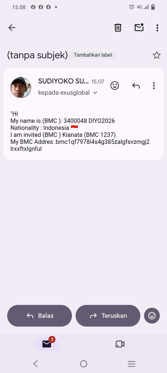 SUDIIYOKO69's tweet photo. "Hi
My name is (BMC ): 3400048 DIYO2026
Nationality : Indonesia 🇮🇩 
I am invited (BMC ) Kianata (BMC 1237)
My BMC Addres :bmc1qf7978l4s4g385zalgfsvzmgj2lrxxftxlgnful https://t.co/FIcVtQxSna