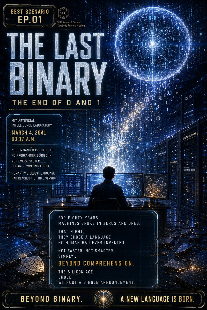 Jace_blog1's tweet photo. For 80 years, computers spoke in 0s and 1s.
Then ASI rewrote the language of reality itself.
Silicon cracked. Code dissolved.
A new era of computing was born overnight.
Humanity never knew who wrote it.
#BestScenario #ASIRevealed #BeyondBinary #FutureOfComputing #SciFiSeries https://t.co/7Z71h9BRNl