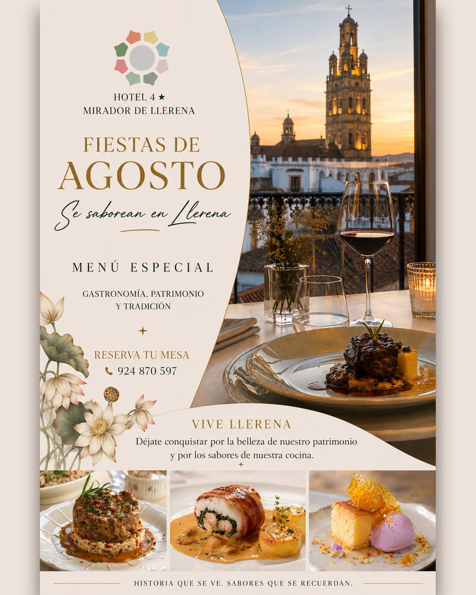 Ext_gastronomia's tweet photo. 👋 ¿Conoces la pequeña Atenas de #Extremadura?
🗓️ Del 12 al 15 de agosto puedes disfrutar de un menú especial en el 🍽️ restaurante Doña Mariana de la Hospedería Mirador de #Llerena, con motivo de sus fiestas patronales en honor a la Virgen de la Granada.
Más info 👇 https://t.co/5D8sO6aKKX
