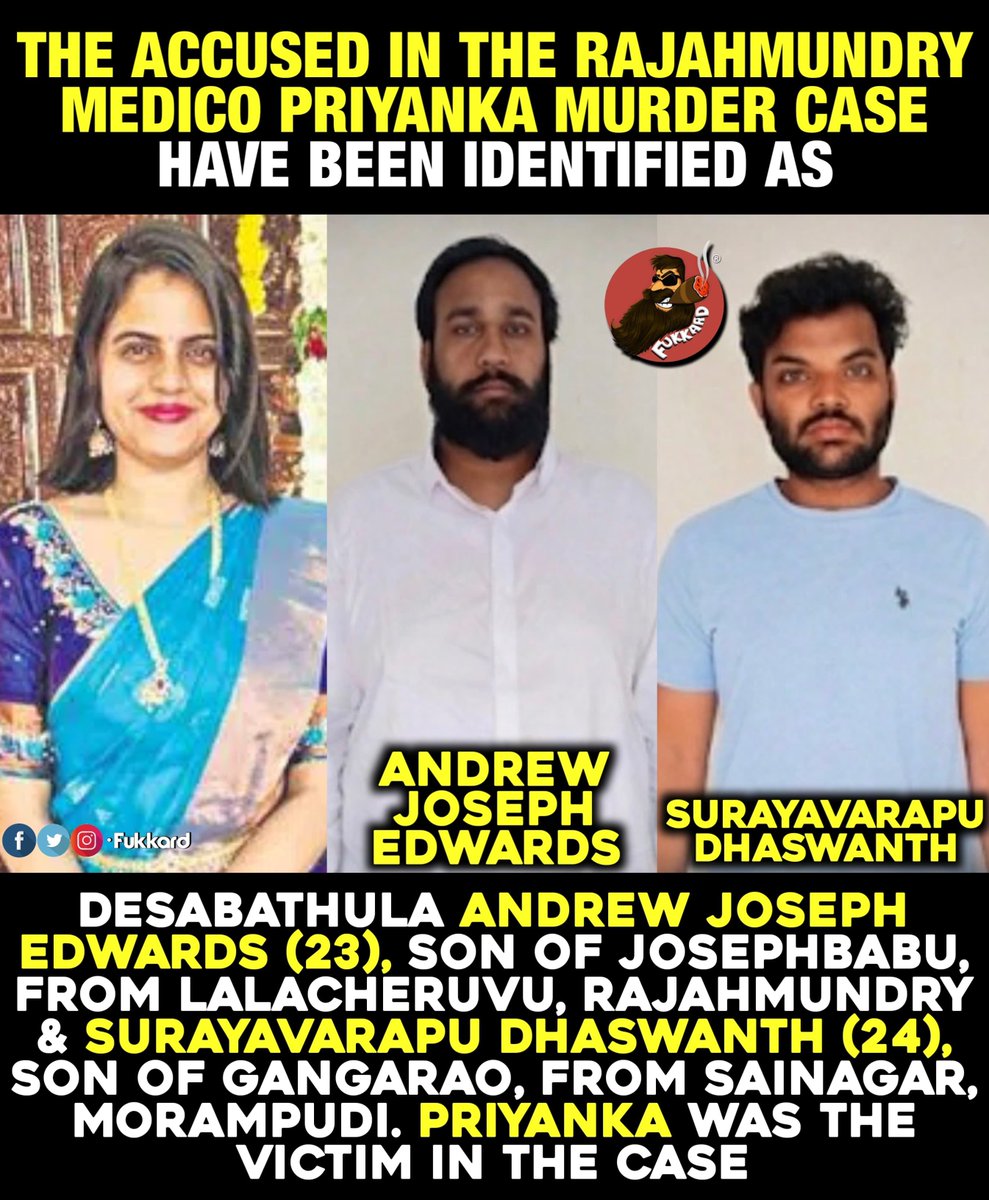 Fukkard's tweet photo. These are the Accused in #Rajahmundry Medico #Priyanka Murder Case. https://t.co/KK6FenoYfa