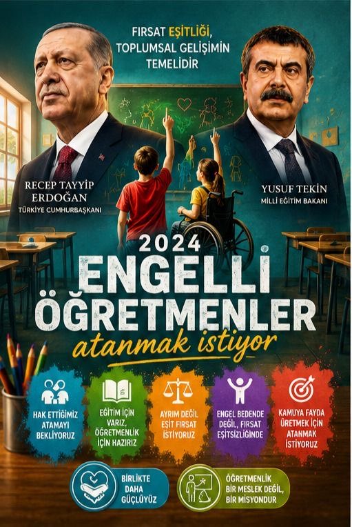 bitsedeGitsek45's tweet photo. Eylül ayında sınıflarımızda olmak istiyoruz. 2024 Engelli Öğretmenler olarak atama duyurusu bekliyoruz.
@RTErdogan @Yusuf__Tekin @Akparti @tcbestepe @iletisim @tcmeb @oktay_saral @fuatoktay @_aliyalcin_ @EgitimBirSen #pazartesi #2024EngelliÖğretmeneEylülMüjdesi https://t.co/NNBxHfkosL