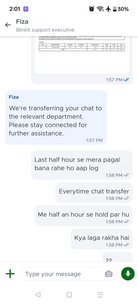 GAYNIBABA1986's tweet photo. @letsblinkit
@albinder yesterday I purchase a mobile from blinkit when I recieved same mobile not open , I charged still mobile is dead , I try to connect with customer care they hold me more then half an hour everytime msg that your chat will transfer no one give solution https://t.co/zkhEYJ90CT