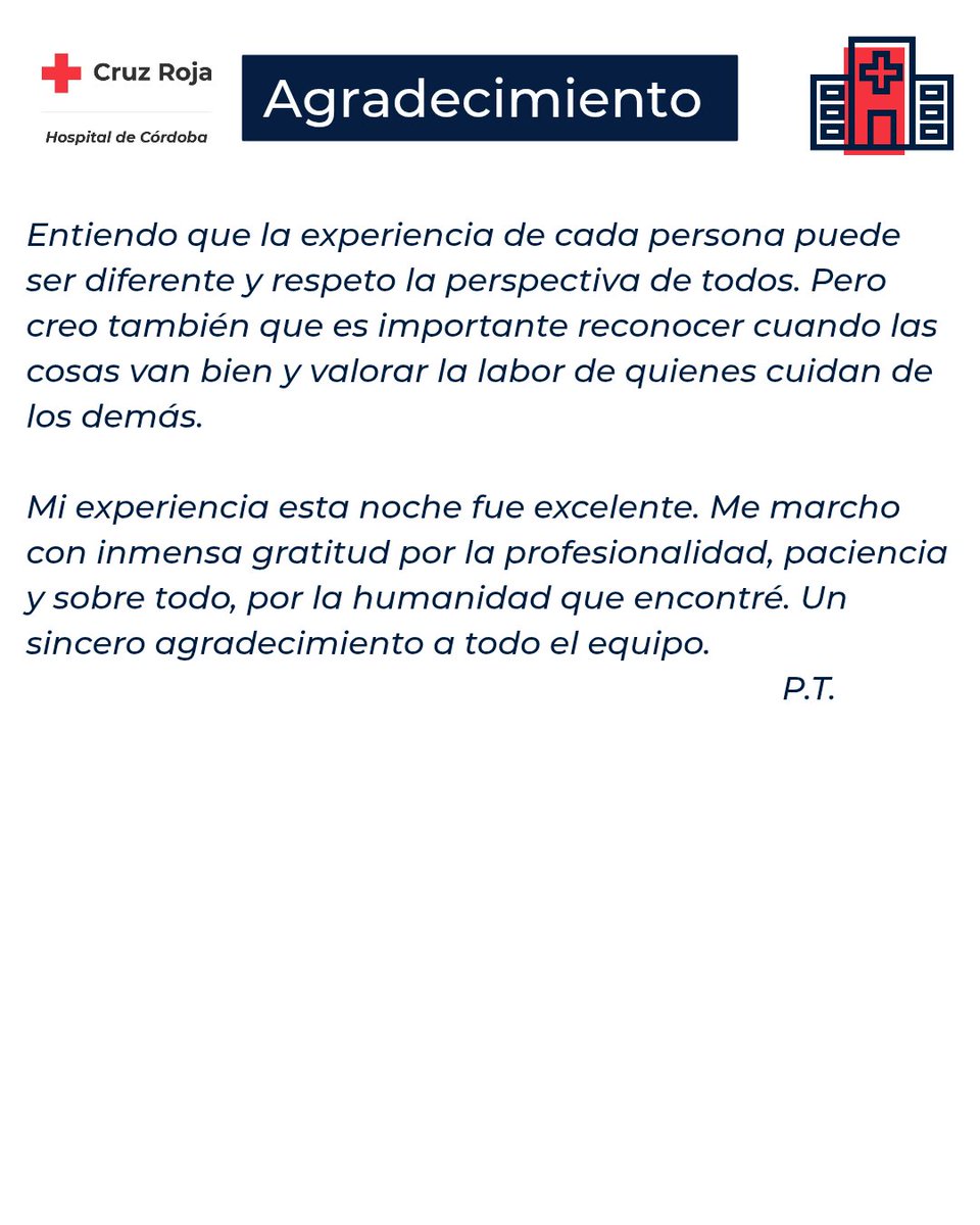 HcrCordoba's tweet photo. Gracias a ti por confiar en nosotros y por dedicar unos minutos a compartir tu experiencia. 

Para todo el equipo, saber que se ha sentido bien, atendido y acompañado, es la mejor recompensa. 

Gracias por elegirnos 🤗 https://t.co/xdzPUKRu8T