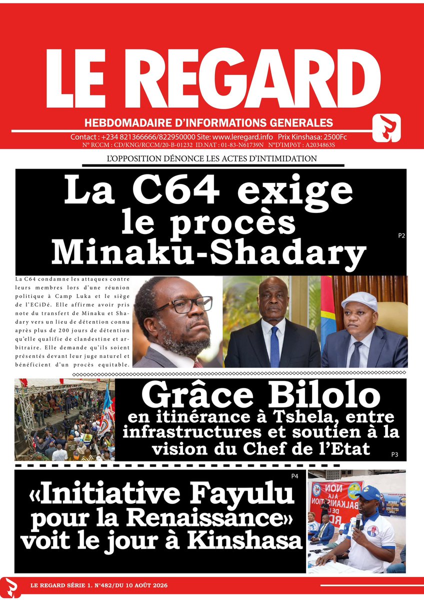 RdcRegard's tweet photo. Cliquez sur ce lien pour télécharger la version pdf de cette édition : https://t.co/597AfVeKWF

#leregard #breakingnews #kinshasardc https://t.co/sPGvIveRTB