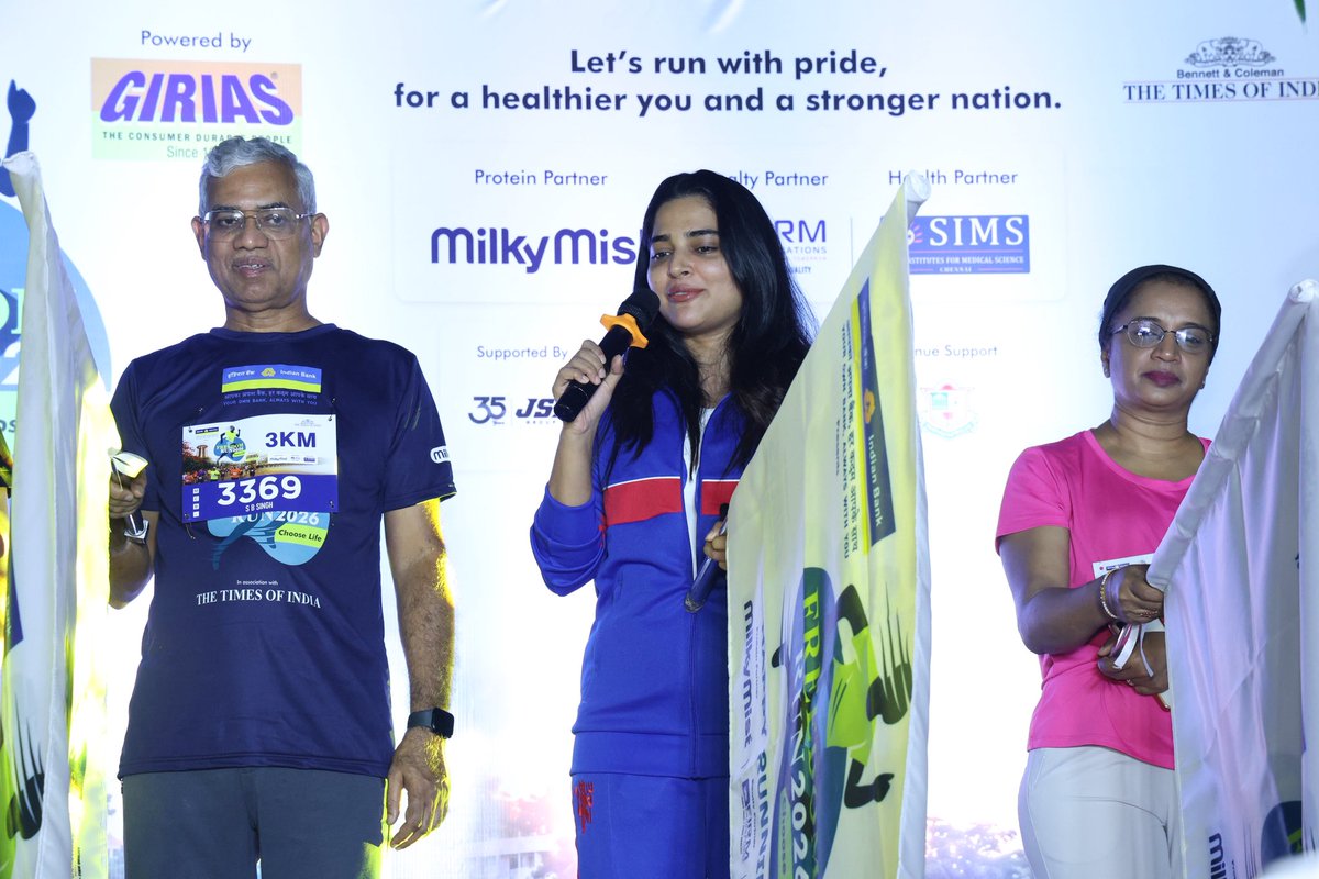 beaconpr_'s tweet photo. A morning filled with fitness, energy &amp; inspiration! 🏃🏻‍♀️✨

Actress @AnaghaOfficial inaugurated Freedom Run 2026, organised by The @timesofindia yesterday in Chennai, bringing together fitness enthusiasts across 3K, 5K &amp; 10K categories.

#FreedomRun2026 #Anagha https://t.co/AOyt6LBiP6