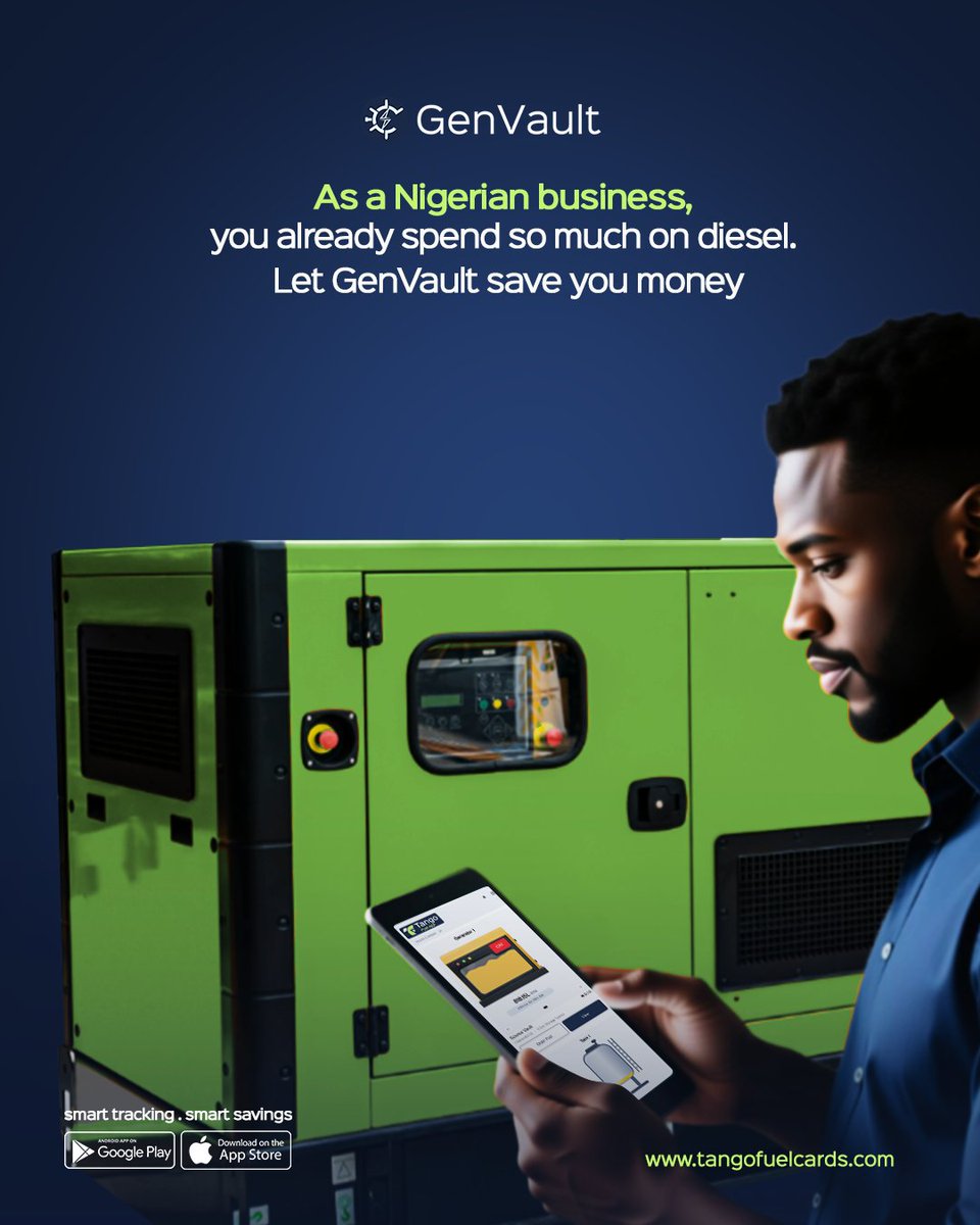 tangofuelapp's tweet photo. Your generator works hard. Your money shouldn't.
GenVault helps you monitor fuel levels, track consumption, and automate fuel operations so every litre is accounted for. That means fewer surprises, less waste, and smarter decisions every day.
#tangofuelapp #FuelCard #FleetManagement #FuelManagement