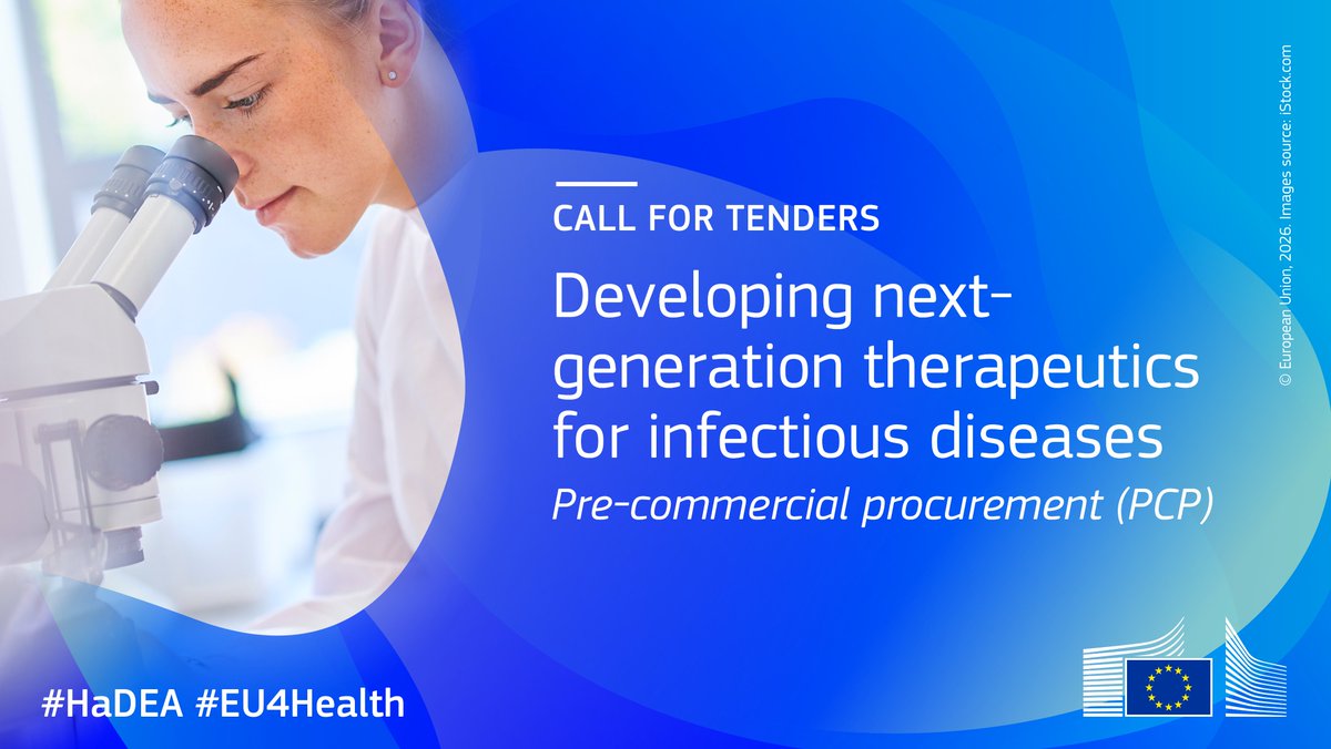 EU_HaDEA's tweet photo. #EU4Health funding is available to speed up the development of innovative therapeutics to treat viral diseases under pre-commercial procurement (PCP).

Deadline for the request to participate is 2 September, 16.00 (CEST).

🔗 https://t.co/YkDDrMht5S https://t.co/C2LIAmvOLb