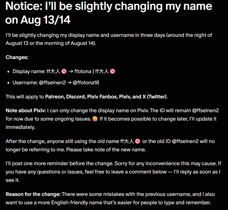 ffotona18's tweet photo. 8月13〜14日に名前を変更
Name change on Aug 13/14 https://t.co/9bTrpnAtfd