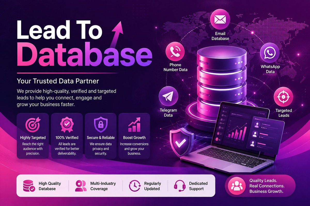 LeadToDatabases's tweet photo. #b2bdatabase
#consumerdatabase
#emaildatabases
#phonenumberlists
Lead To Database delivers high-quality, targeted, and verified business leads designed to improve outreach. Connect with relevant prospects.
Whatsapp: +639858085805
Telegram: @xhie01
https://t.co/3uB76M7tvS https://t.co/KfjzCdVGNX