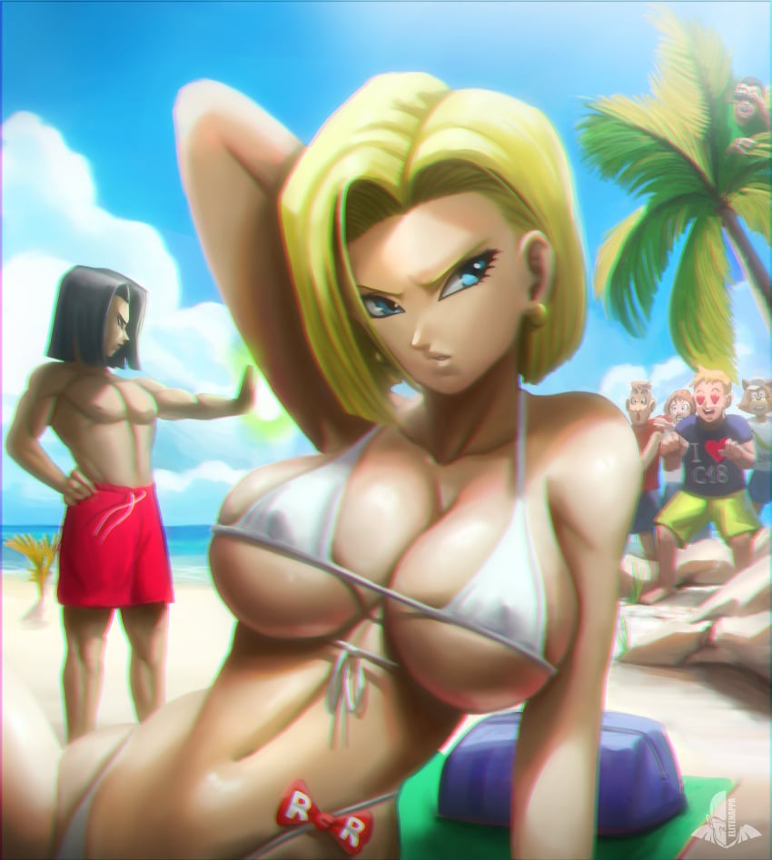 Bullasfavorite's tweet photo. "Really trying your luck with us? Go on. Gamble that luck of yours."

NSFW account for the android duo, 17 and 18.

Both are perverse. 18 needs coaxing though. 17...well not so much. https://t.co/X95Hc3yPvR