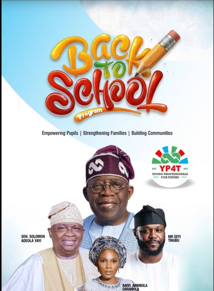 YP4Tinubu's tweet photo. 📚 OGUN STATE, SOMETHING BIG IS ON THE WAY! 🇳🇬

The countdown begins! ⏳ YP4T is set to make its mark in Ogun State with a remarkable Back-to-School initiative aimed at putting smiles on the faces of students, supporting families, and strengthening the foundation of quality education.

This is more than just a back-to-school package—it is a step towards empowering young minds, nurturing potential, and investing in the future of Ogun State.

📅 The official date will be announced soon. Stay connected!

As we witness the impact of progressive initiatives, let’s continue to support the PBAT administration and every effort focused on turning reforms into meaningful opportunities for ordinary Nigerians.

🇳🇬 When we invest in education, we invest in the Nigeria of tomorrow.

YP4T — Inspiring Young Minds. Creating Opportunities. Building a Better Nigeria. 

#YP4T #OgunState #BackToSchool #EducationForAll #Empowerment #RenewedHope #Nigeria