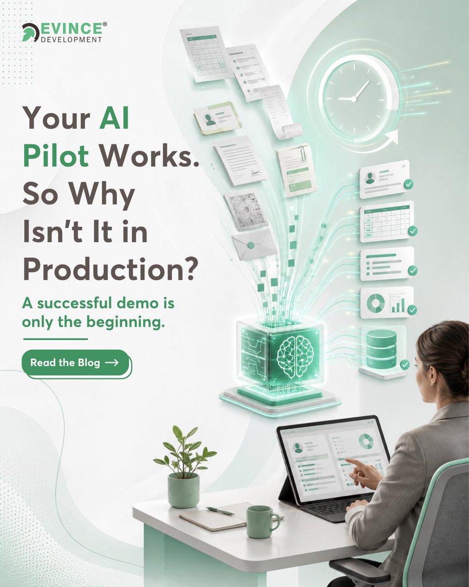 evincedev's tweet photo. Your AI pilot works.

But can it survive real data, real users, integrations, security requirements, failures, and production-scale costs?

See why AI pilots get stuck before production:
https://t.co/9u7WSq7rZv

#EnterpriseAI #AIDevelopment #EvinceDev https://t.co/pBPgmAeAV5