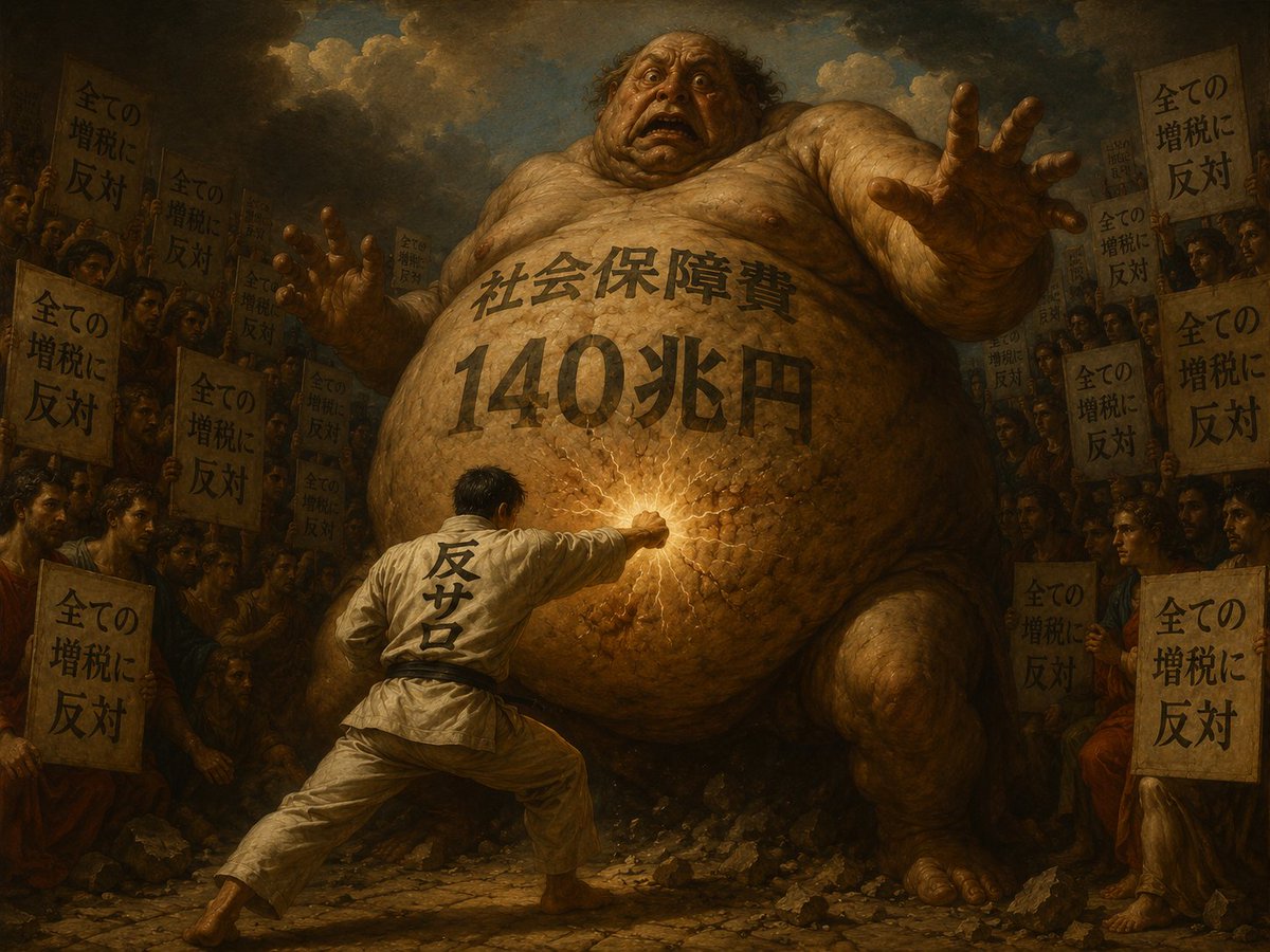 21st_Psychiatry's tweet photo. 減税派が減税を勝ち取った後を絵画にしました。
「全ての増税に反対」することで退路を断ち
そこで反サロが
社会保障費140兆円に正拳突きを撃つ

つまりこれから反サロのターンです。
これまで通り愚直に
正拳突きを続けましょう。 https://t.co/L1jJK03jlG