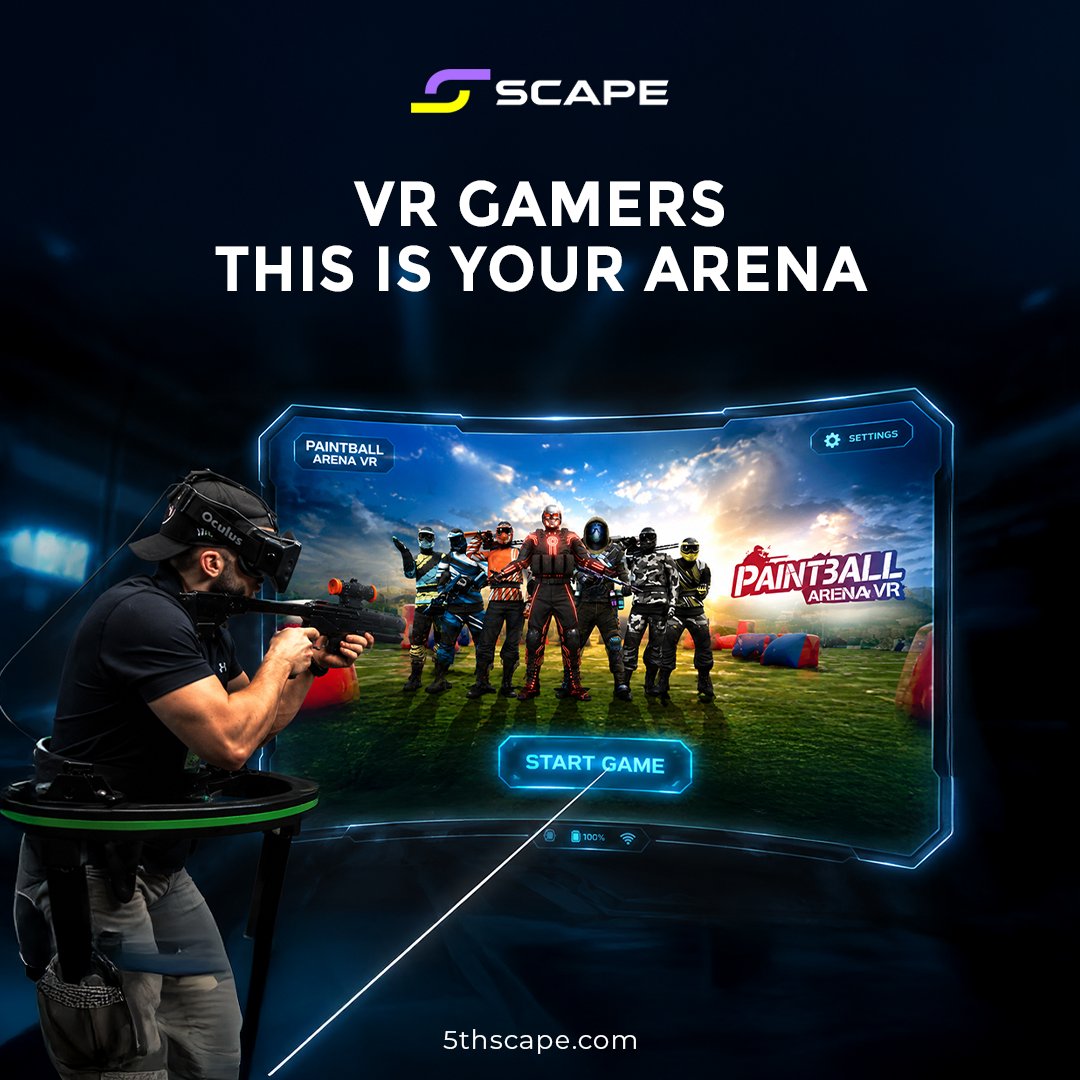 5th_scape's tweet photo. VR gamers, your arena is waiting. 🎯Step into Paintball Arena VR and experience intense multiplayer action like never before.Ready to enter the battlefield? 🔥#VRGaming #VRGames #VirtualReality #PaintballArenaVR #MetaQuest #Gaming #5thScape https://t.co/9JZ5EZmy0y