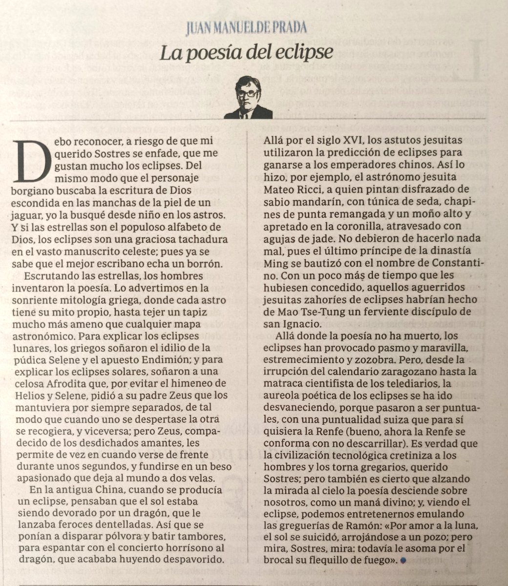 obioshypolepsis's tweet photo. La poesía del eclipse. Juan Manuel de Prada

Lunes, 10 de agosto de 2026. https://t.co/w7or0QPXHH