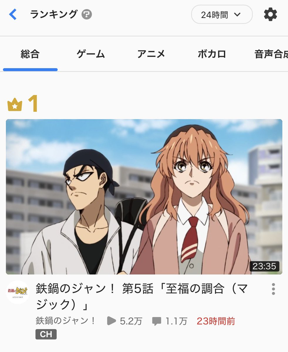 sinji_saijo's tweet photo. 今週もニコニコ動画の総合ランキングで鉄鍋のジャンが１位になってますね！
皆さんありがとうございます！！
ちなみに週間・月間総合ランキングにもジャンがランクインしてるんですよ！すごくないですか！？
他の配信サービスでご視聴の皆さん含め、全部みなさんのおかげです♡
#鉄鍋のジャン https://t.co/8icrDGPvPq