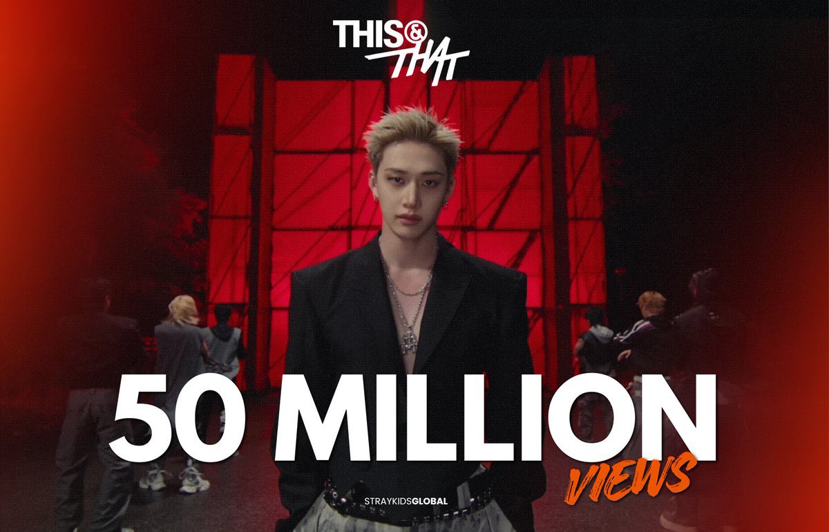 arab_3racha's tweet photo. [ معلومة ] 260810 | تجاوز عدد مشاهدات الفيديو الموسيقي لاغنية This&amp;That حاجز الـ 50 مليون مشاهدة على اليوتيوب!♥︎

🔺 أسرع فيديو موسيقي لستراي كيدز يحقق هذا الانجاز ( 3 ايام و 4 ساعات ) 🔥🫶 https://t.co/PGHU5qPOVi